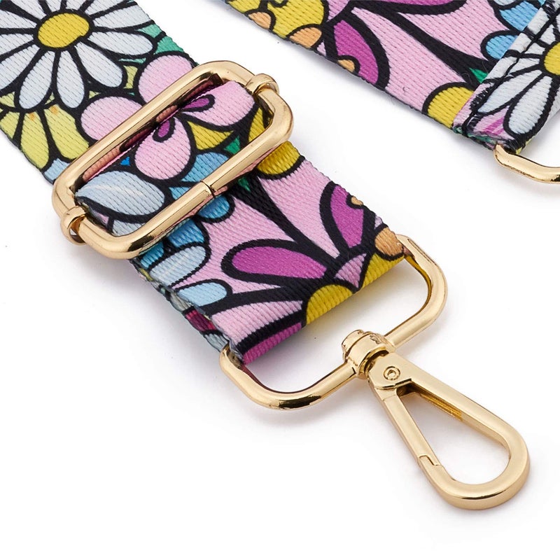 ZOOEASS Wide Shoulder Strap Adjustable Replacement Belt Guitar Style Crossbody Bag Handbag Strap Multicolor Canvas Straps(Wide:1.4in) (Flower5) - Image 3